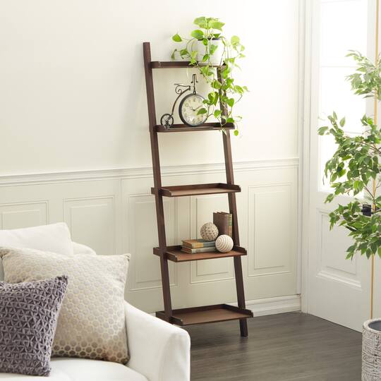 Brown Wood Traditional Shelving Unit, 69 " x 21 " x 14 "